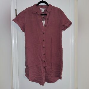 Lucky Brand Mauve Short Sleeve Button Down Dress